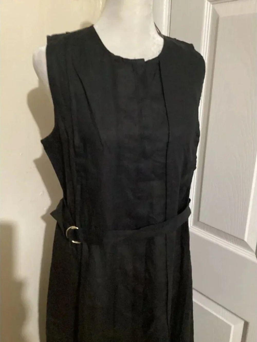 NWT J. Crew Seamed linen dress with removable belt, Black, Size Medium